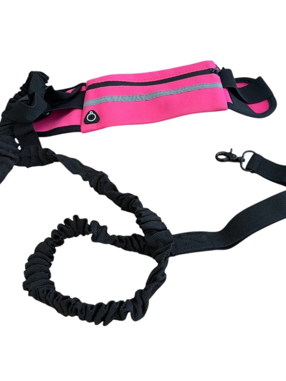Hands-Free Pink Running Belt with Reflective Strip and Leash